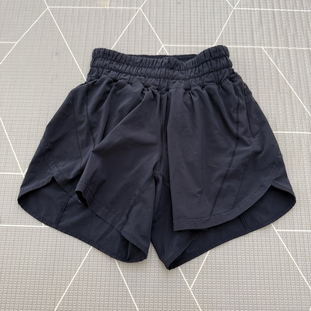 Lululemon Track‎ That Short *5" Sz 2 Black LW7AQES Lined Running Athletic